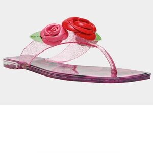 🌹 Betsey Johnson  Pink Jelly Slide Sandals with Rose Appliqués🌹